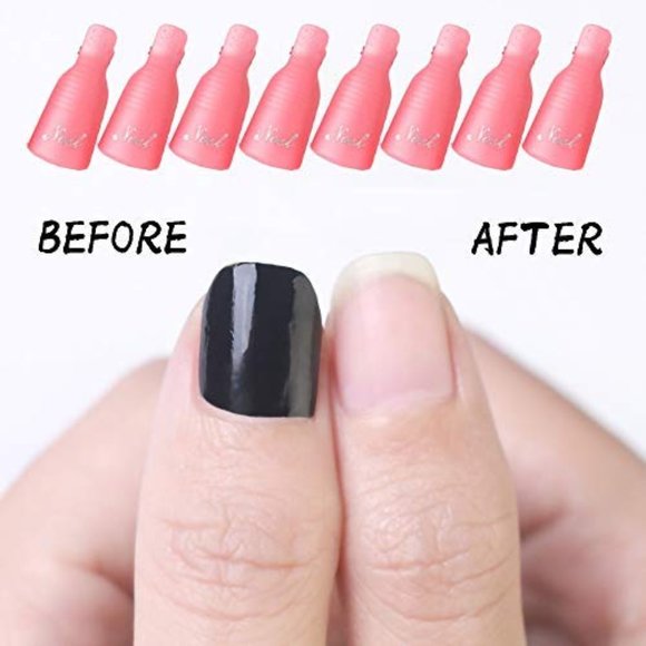 HiMo 10PC Plastic Acrylic Nail Art Soak Off Cap Clip UV Gel Polish Remover Wrap - Picture 1 of 6